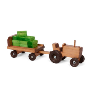 Tractor and Wagon w/ Hay Bales